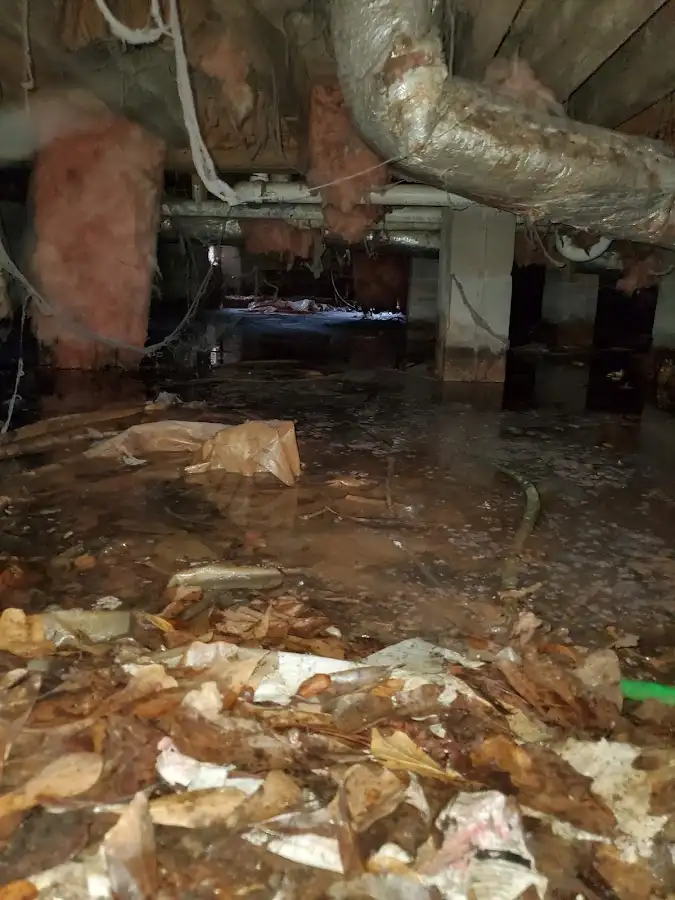 Crawl space flood assessment for Commercial Water Damage Restoration in Wendell