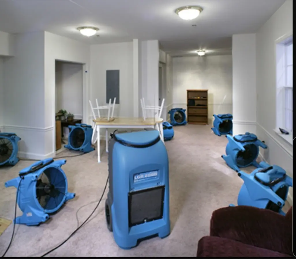 Air movers and dehumidifier setup for Water Extraction & Removal in Wendell